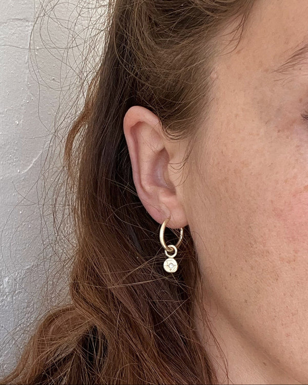 Birthstone stud hoops gold