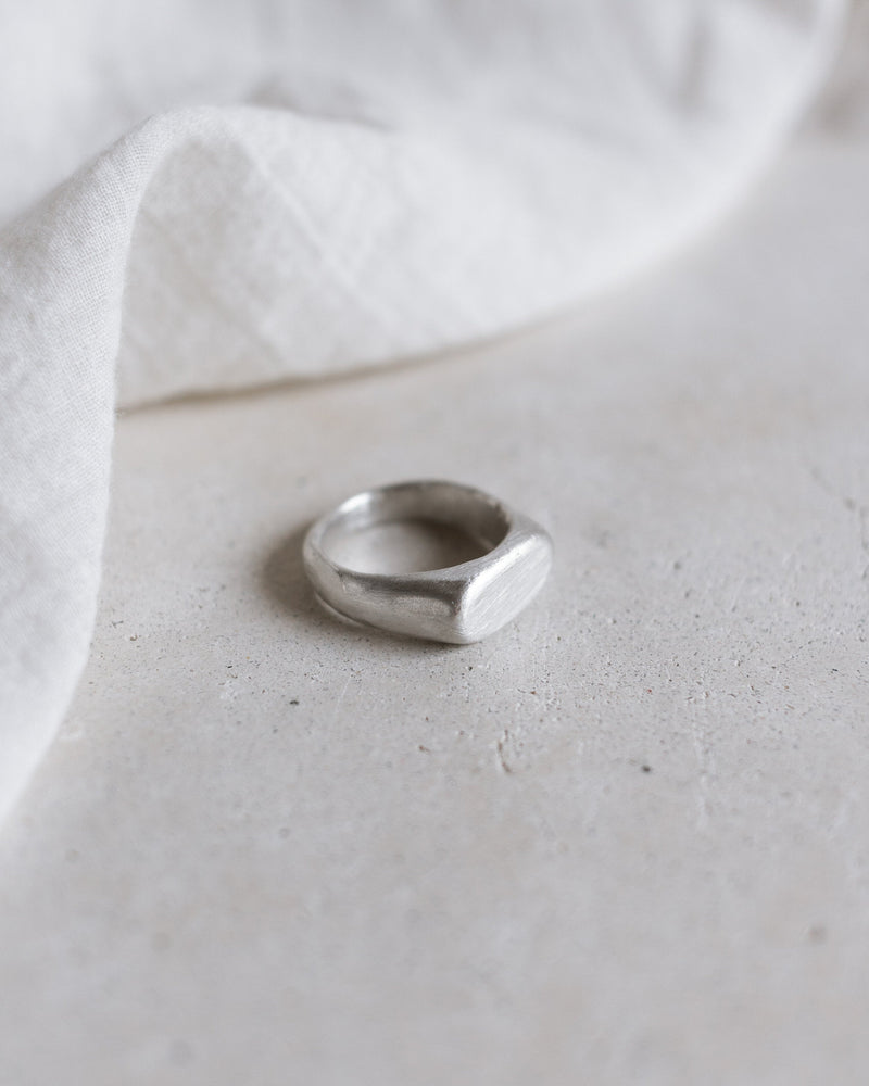Oval multi-gemstone signet ring silver