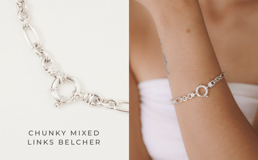 Chunky Mixed Links Bracelet - Silver