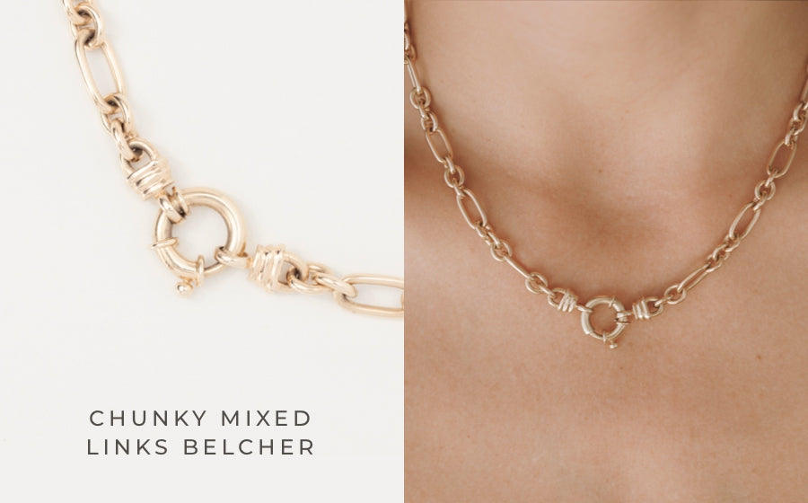 Chunky Mixed Links Belcher Chain - Gold