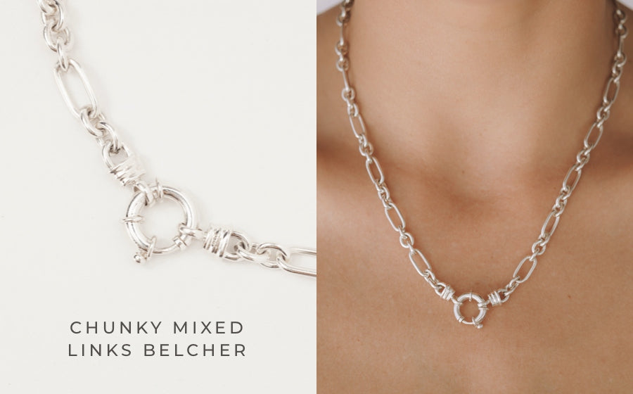 Chunky Mixed Links Belcher Chain - Silver