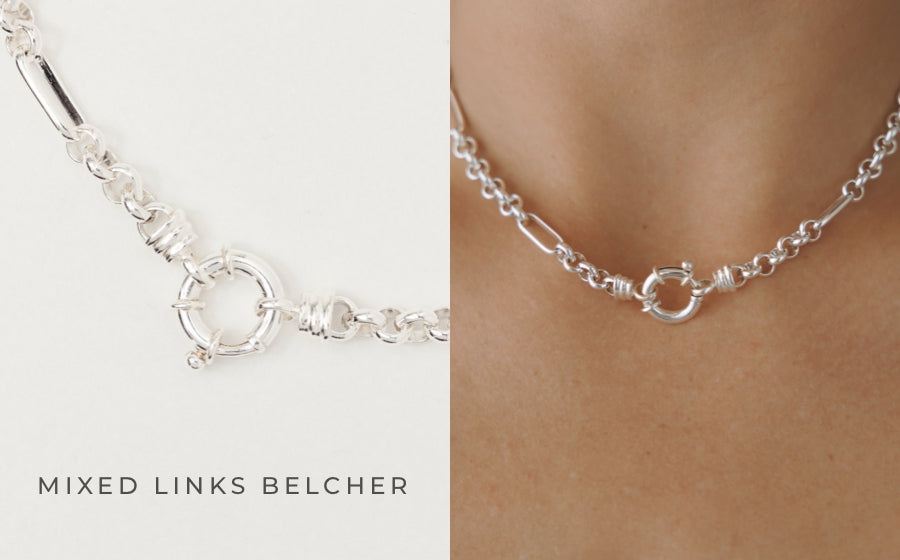 Mixed Links Belcher Chain - Silver